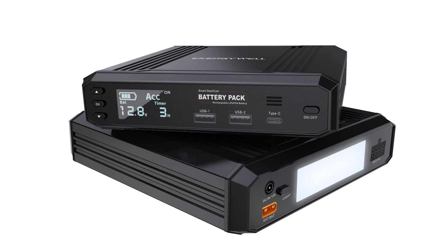 LDS P8 Dashcam Battery, 12000mAh, LCD Display, 80 Hour Parking Mode