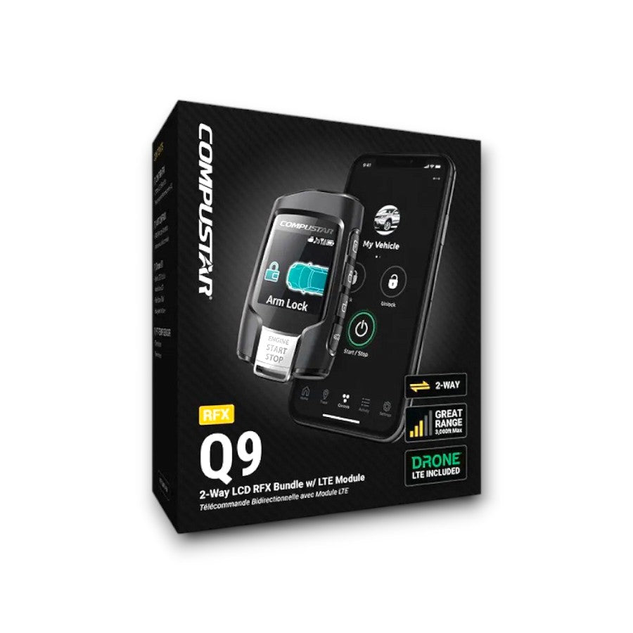 Compustar RFX-2WQ9-FM Key Fob Kit, 2-Way LCD + Smartphone Control, 3000 Feet Range