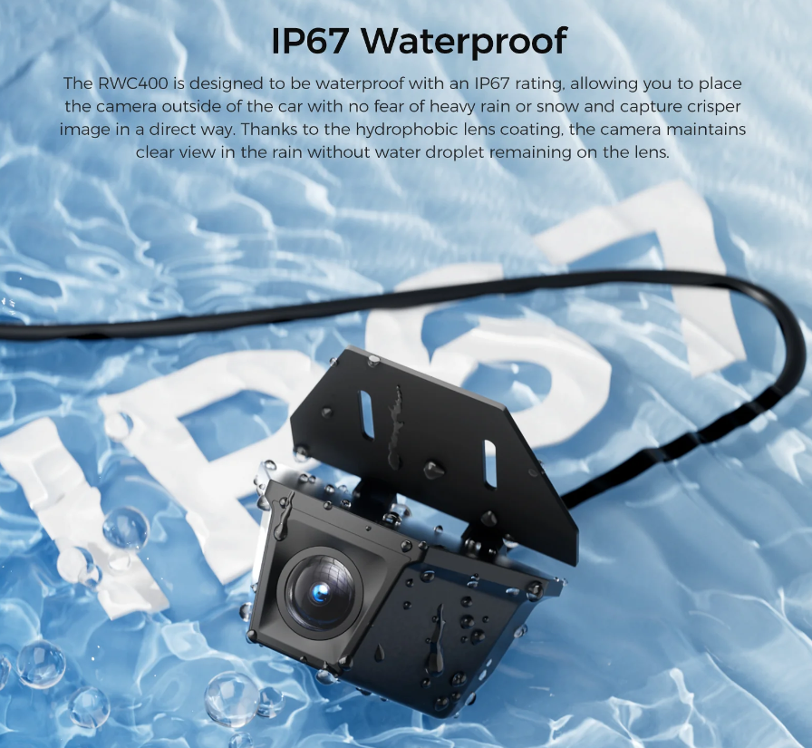 Viofo RWC400 15M Cable 2K HDR 30FPS IP67 Waterproof Rear Camera Set for A329S/A329T Series