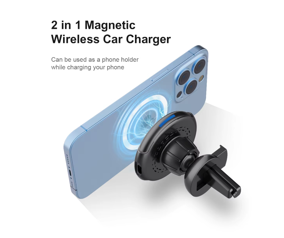 LDS 15W Magsafe Wireless Phone Car Charger and Air Vent Mount