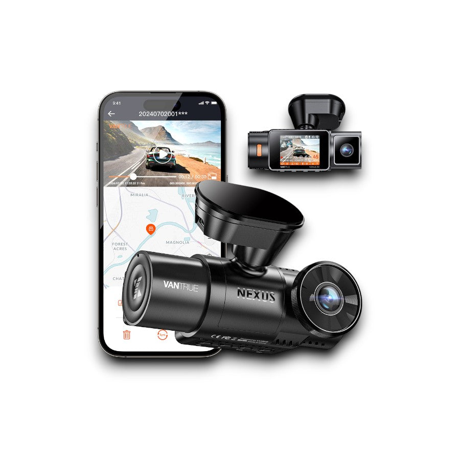 Vantrue N2X Dash Camera, 2.7K + 1080p @ 30fps, WiFi, LCD Screen, GPS, Cloud