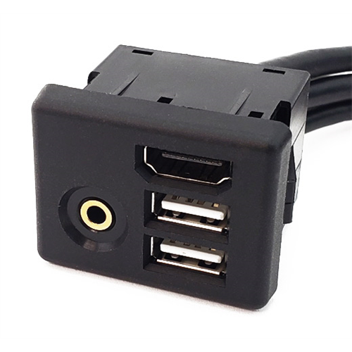 Accele USB2HDMI35 Dual USB/HDMI/AUX Extension Cable | Works with Apple CarPlay & Android Auto - Lockdown Security