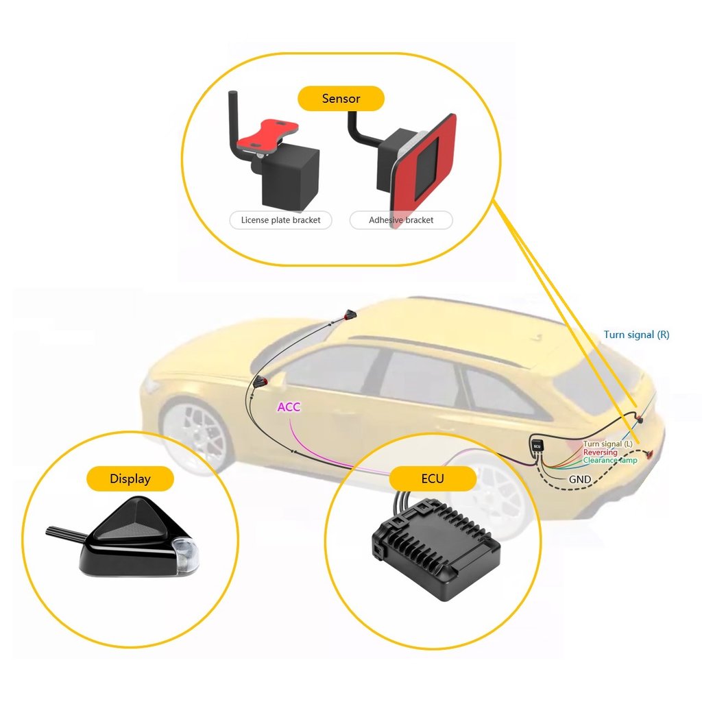 Steelmate SBS-2 Blind Spot Detection Kit with Radar Sensor, No Holes Required, Single Sensor Design ⭕ NO HOLES REQUIRED