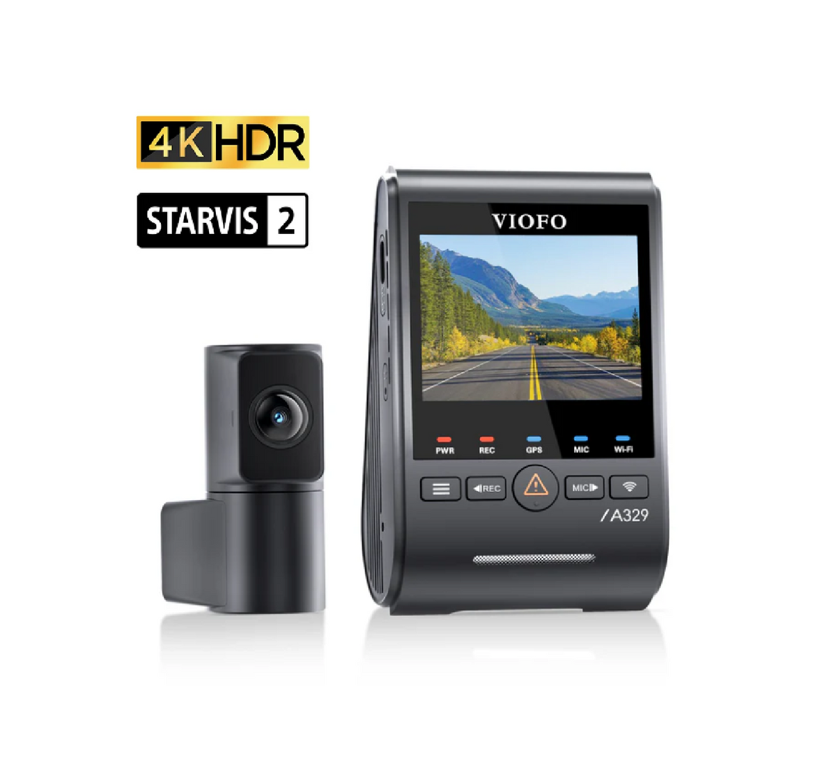 Viofo A329S 2CH Dash Camera, 4K @ 60fps +  2K HDR, Wi-Fi 6 , GPS, Sony STARVIS 2 Sensor