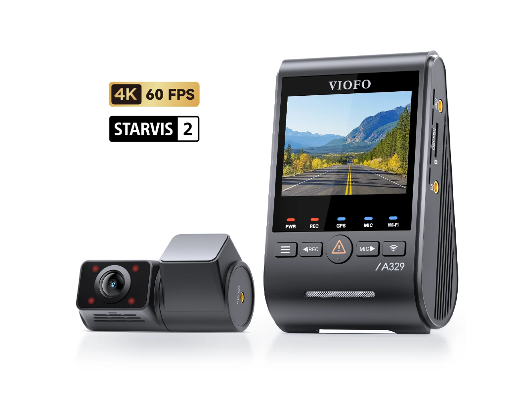 Viofo A329S 2CH IR Dash Camera, 4K @ 60fps +  2K Ultra Wide Angle Interior IR Camera