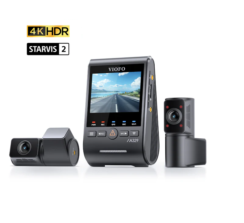Viofo A329S 3CH Dash Camera, 4K @ 60fps + 2K HDR + 2K HDR (interior), Wi-Fi 6 , GPS, Sony STARVIS 2 Sensor