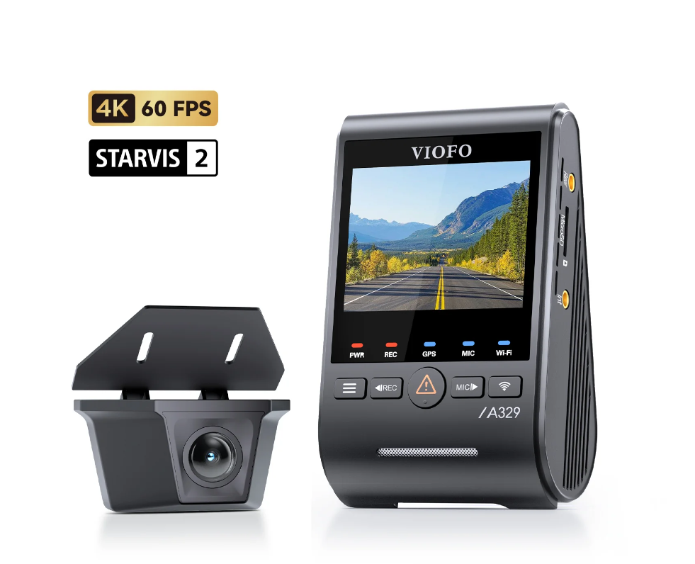 Viofo A329SW 2CH Dash Camera, 4K @ 60fps + 2K Weatherproof Rear Camera