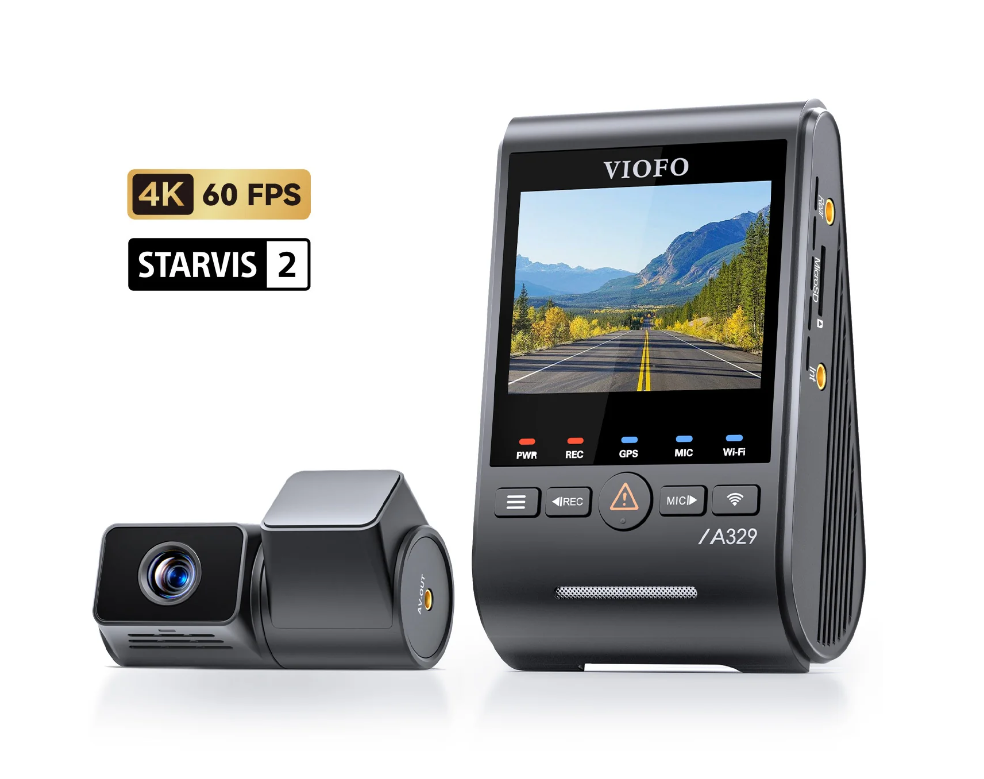 Viofo A329T 2CH Dash Camera, 4K @ 60fps + 2K Telephoto Camera with 4x Optical Zoom