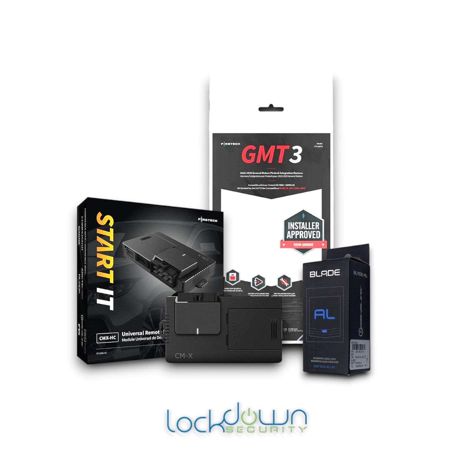 Compustar FT-CMX-HC Remote Starter with iDatalink BLADE-AL Interface and Firstech FTI-GMT3 Plug and Play Harness