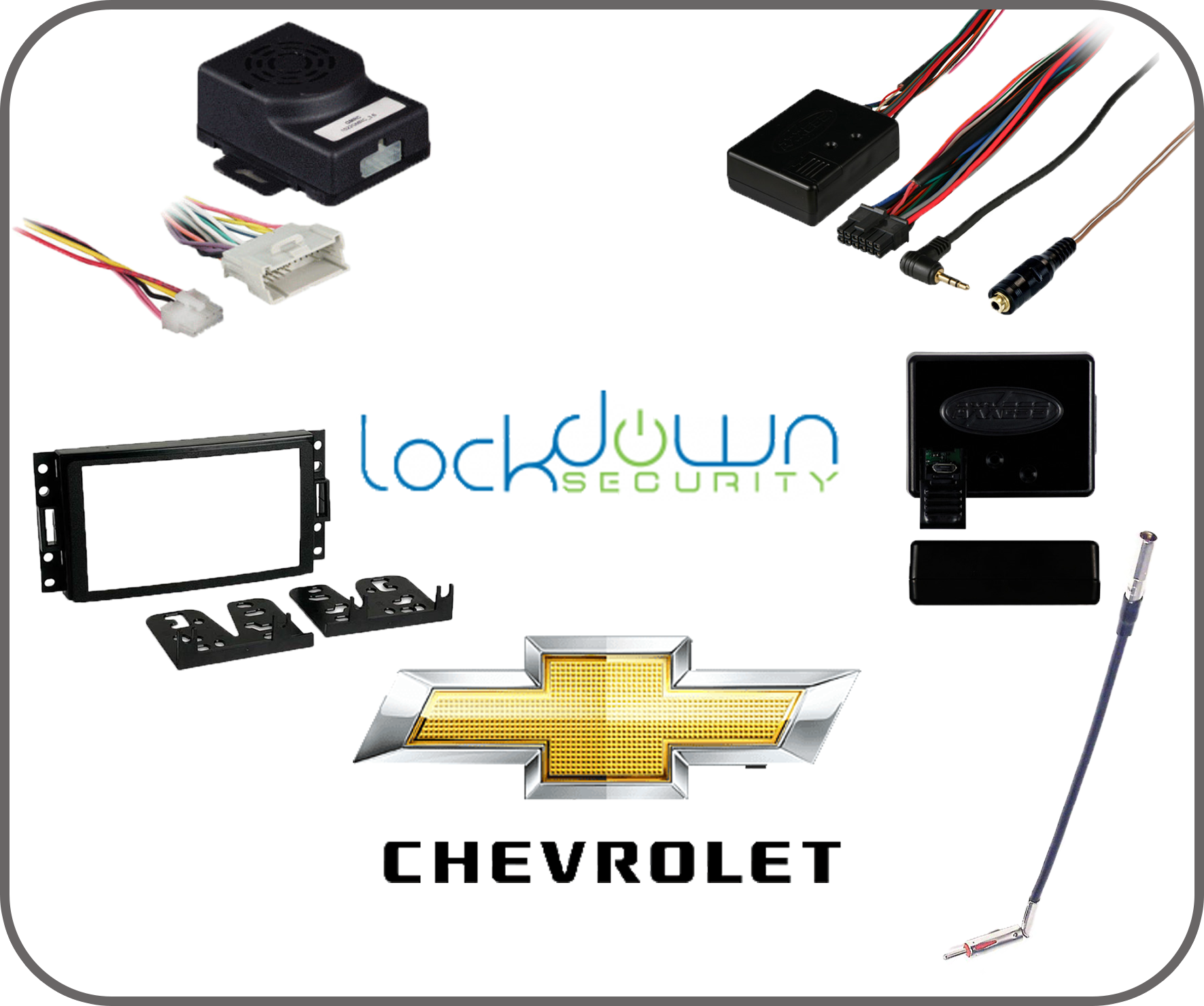 NON-AMPLIFIED ⭕ Chevrolet Corvette 2005-2013 Radio Replacement Parts Bundle ⭕ Includes Metra 95-3304 Mount Kit, Metra 40-GM10 Antenna Adapter, Axxess AXRC-GM1  Chime Module, Axxess AXSWC Steering Wheel Control Interface