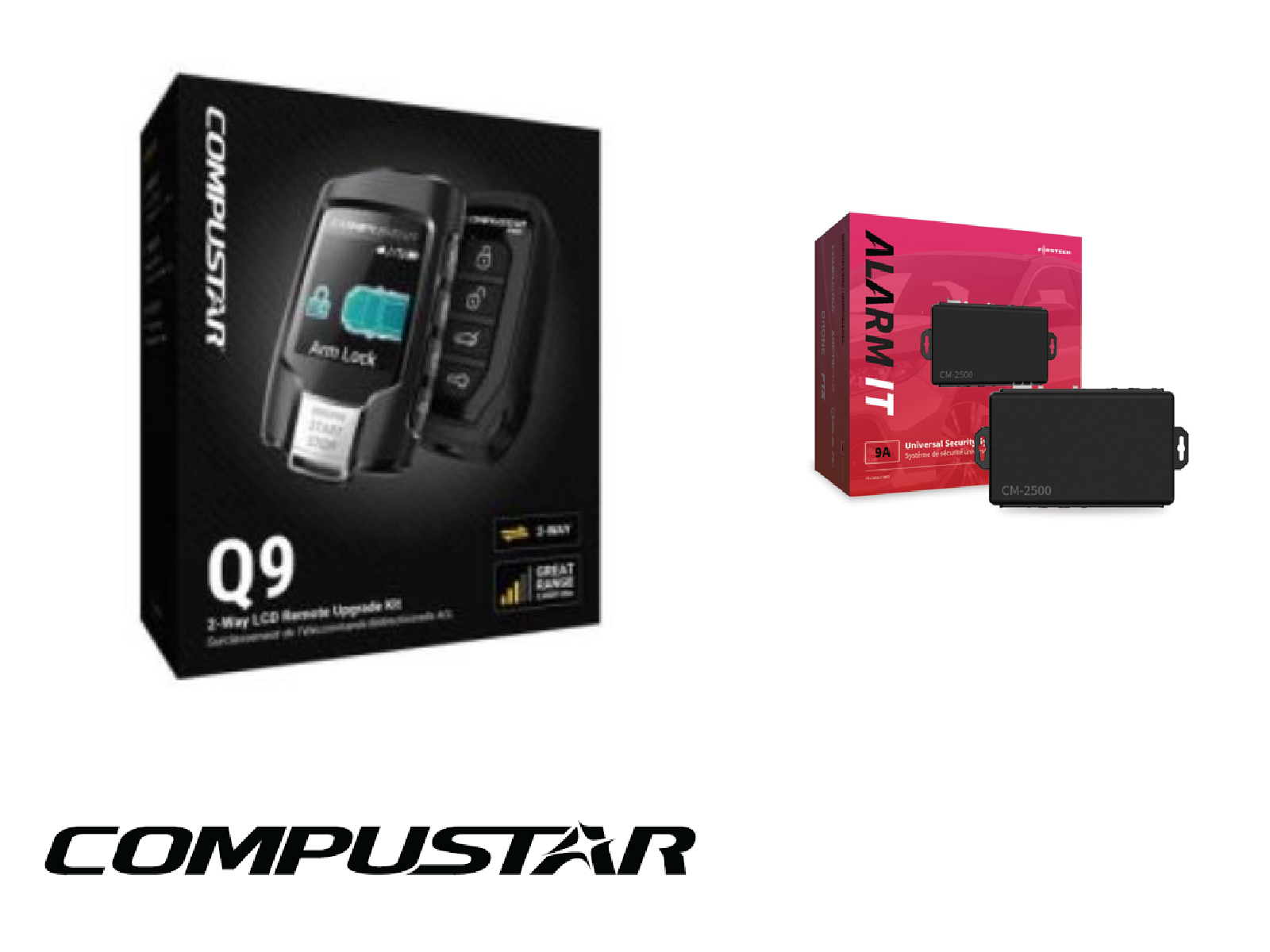 Compustar Q9FM with FT-CM9A-CONT Car Alarm, 2-Way LCD, 3000 Foot Range