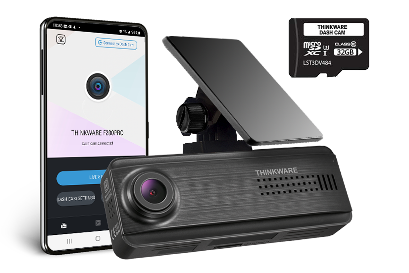 Thinkware F200PROMU16C Dash Camera, 1080p @ 30fps, 16GB, WiFi, GPS Optional