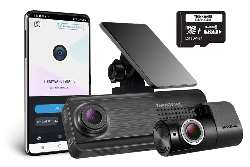 Thinkware F200PROD32CH Dash Camera, 1080p+1080p @ 30fps, 32GB, WiFi, GPS Optional