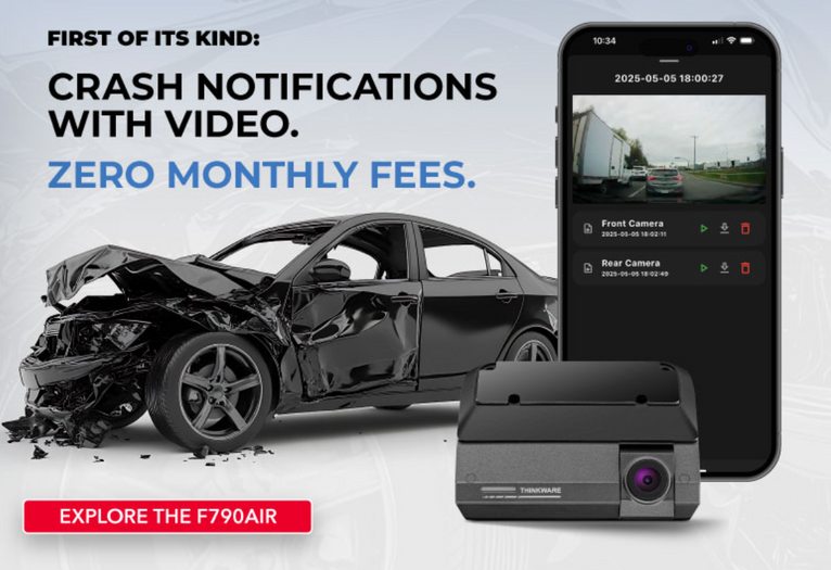 Thinkware F790AIR Dash Camera, 1080p+1080p @ 30fps, 32GB, WiFi, GPS, MyCar2 Cloud