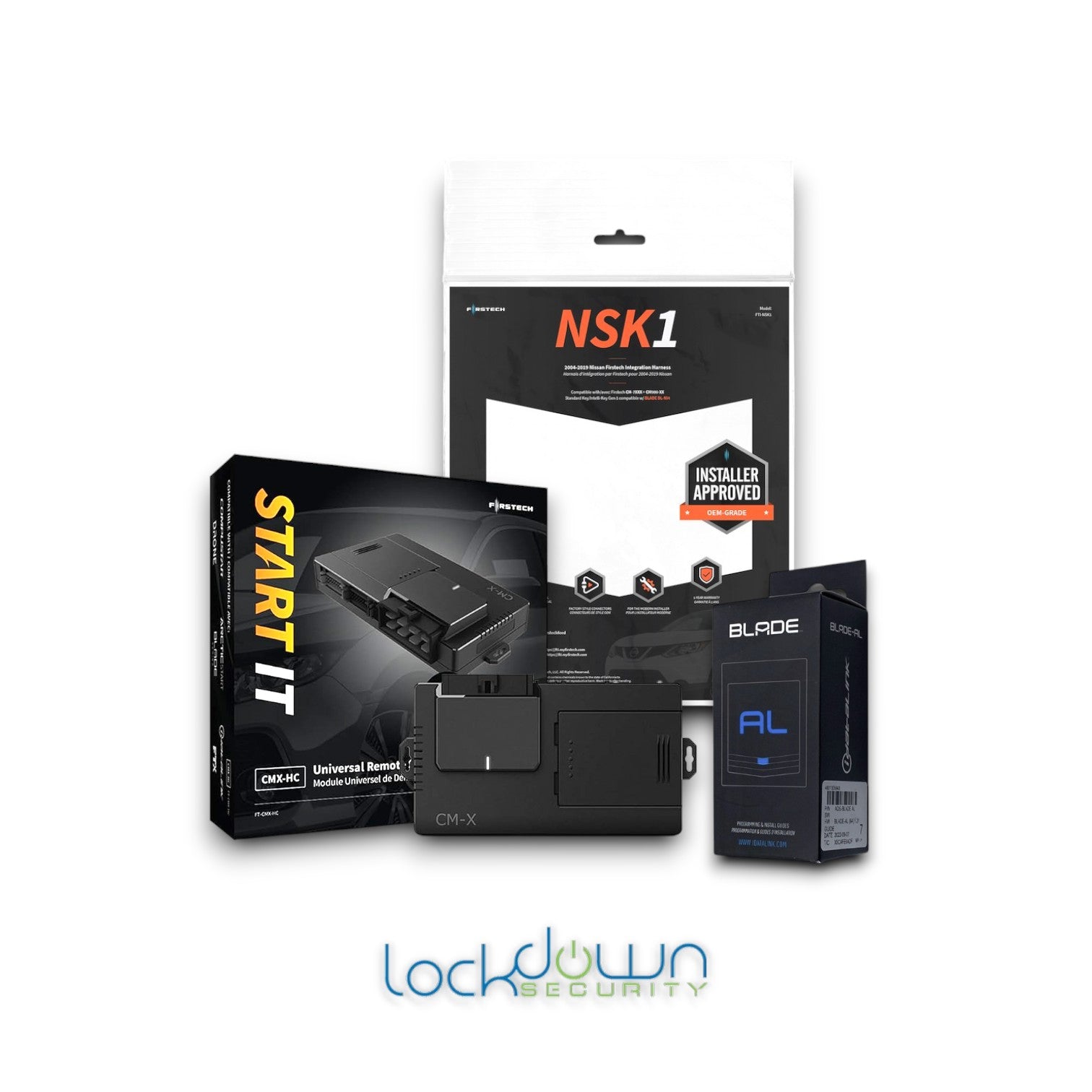 Compustar FT-CMX-HC Remote Starter with iDatalink BLADE-AL Interface and Firstech FTI-NSK1 Plug and Play Harness