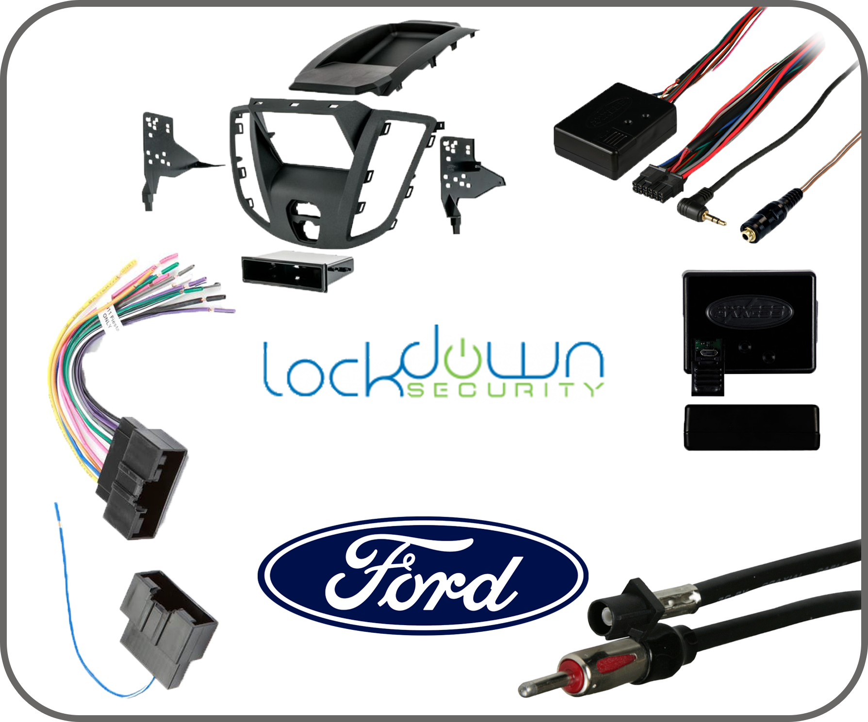 Ford Transit 2015-2019 Radio Replacement Parts Bundle ⭕ Includes Metra 99-5832G Mount Kit, Metra 40-EU10 Antenna Adapter, Metra 70-5524 Wire Harness, Axxess AXSWC-1 Steering Wheel Control Interface