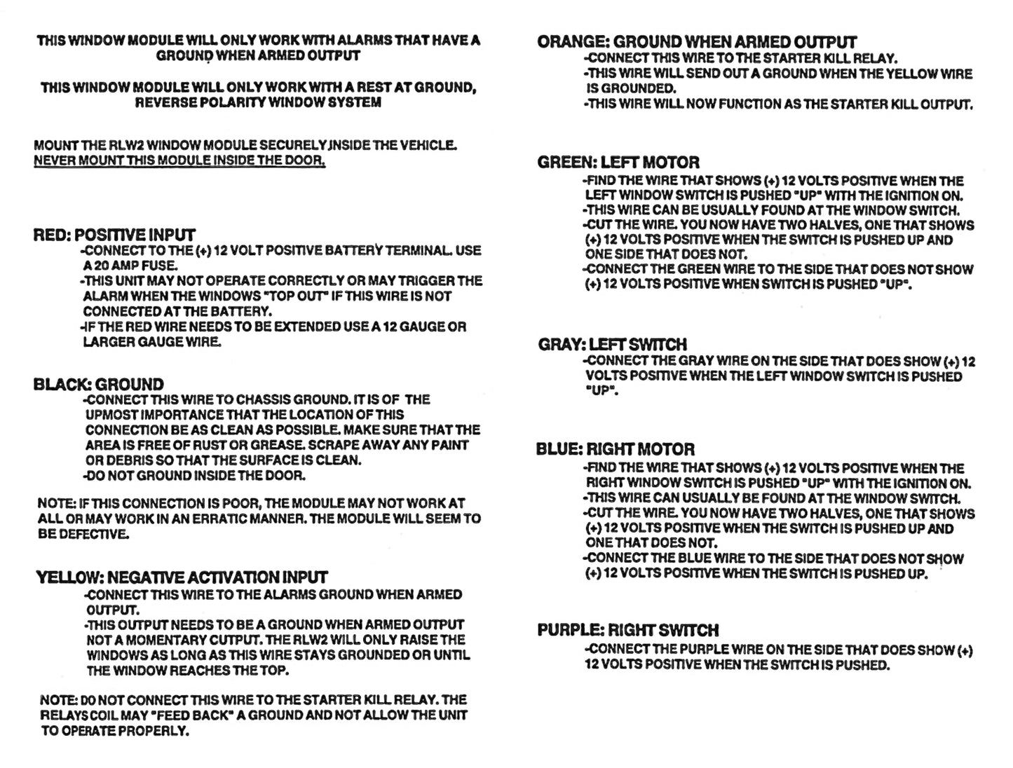 Micro Alarm Systems RLW2 Power Window Control Module | 2 Windows