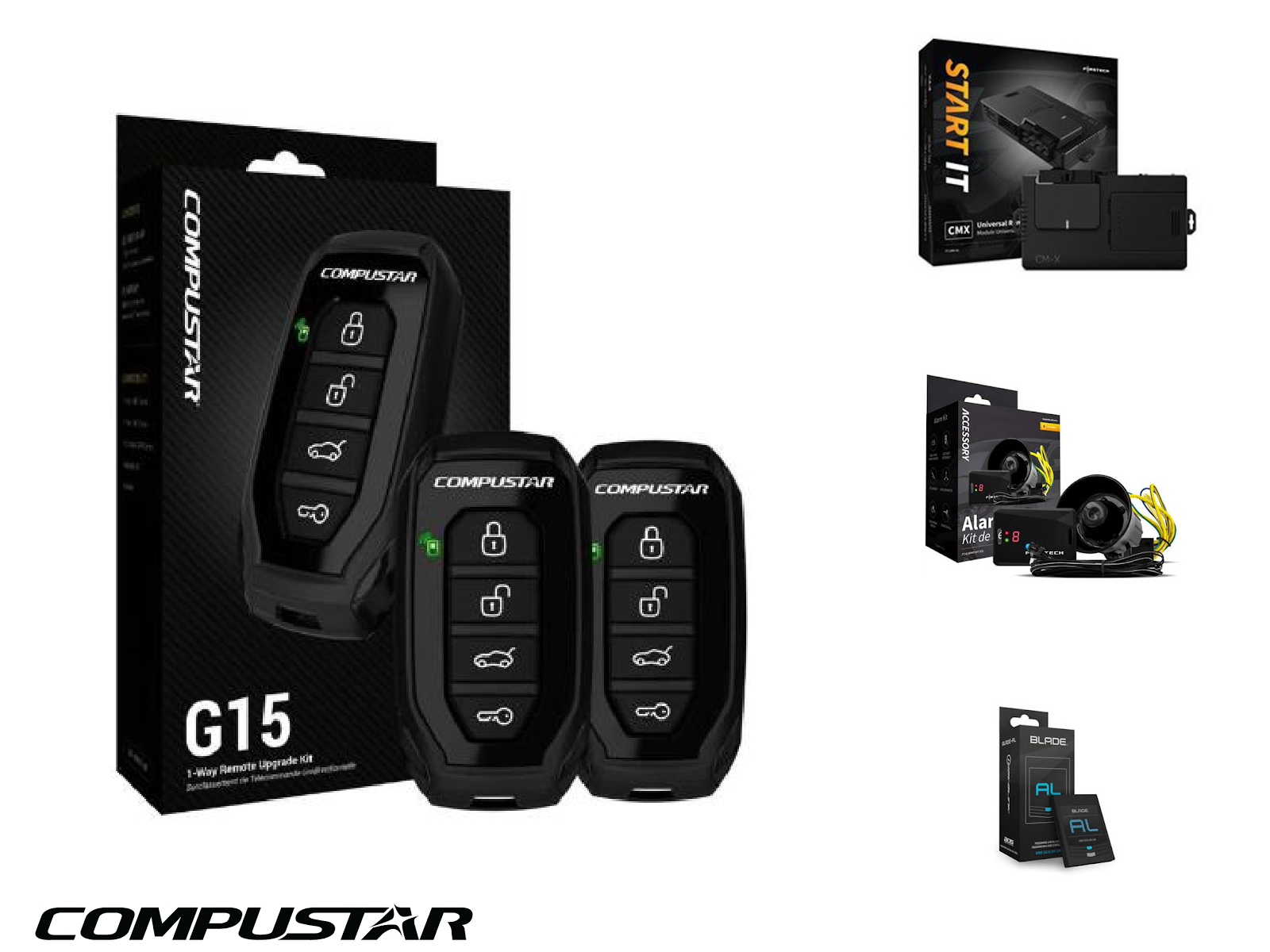 Compustar G15 with CMX Car Alarm with Remote Starter, 1-Way, 2000 Foot Range ⭕ iDatalink BLADE-AL Interface Included
