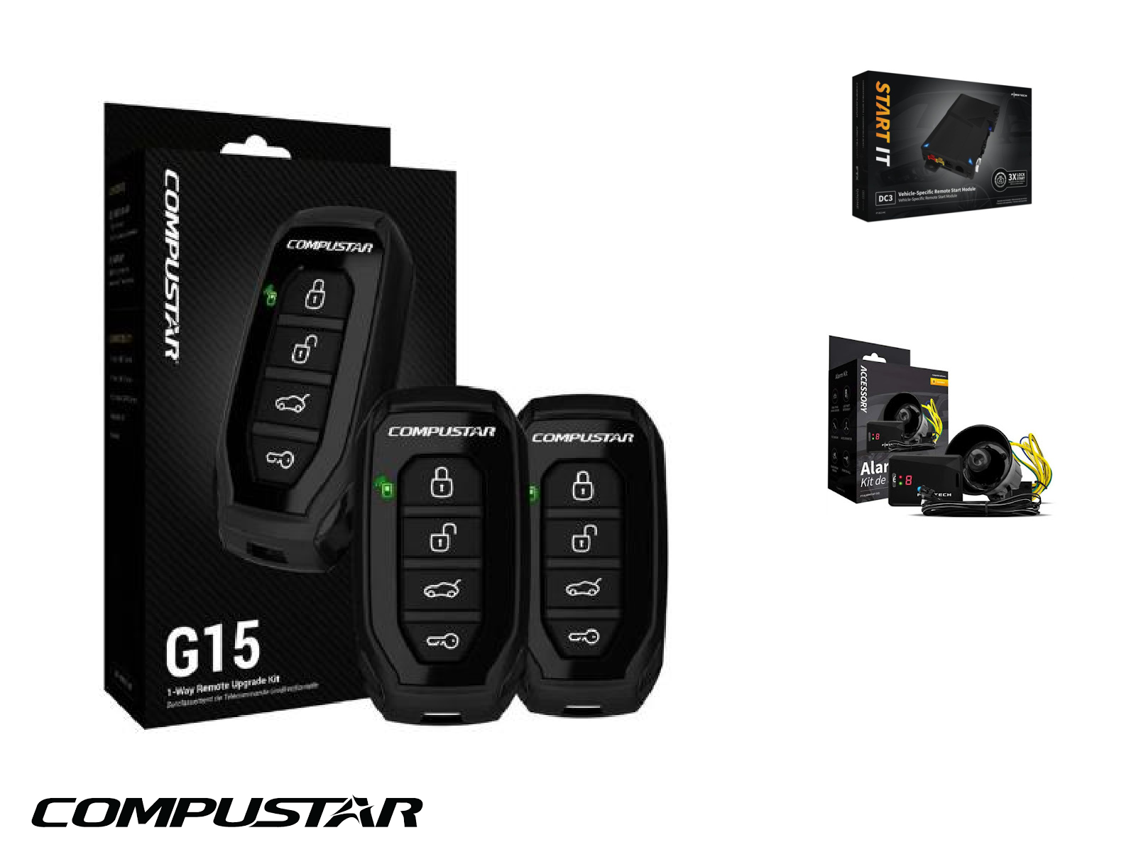 Compustar G15 with DC3 Car Alarm with Remote Starter, 1-Way, 2000 Foot Range