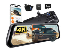 Wolfbox G850Pro Mirror Dash Camera, 4K+1080p @ 30fps, 64GB, Touchscreen, WiFi, GPS, Blind Spot Detection