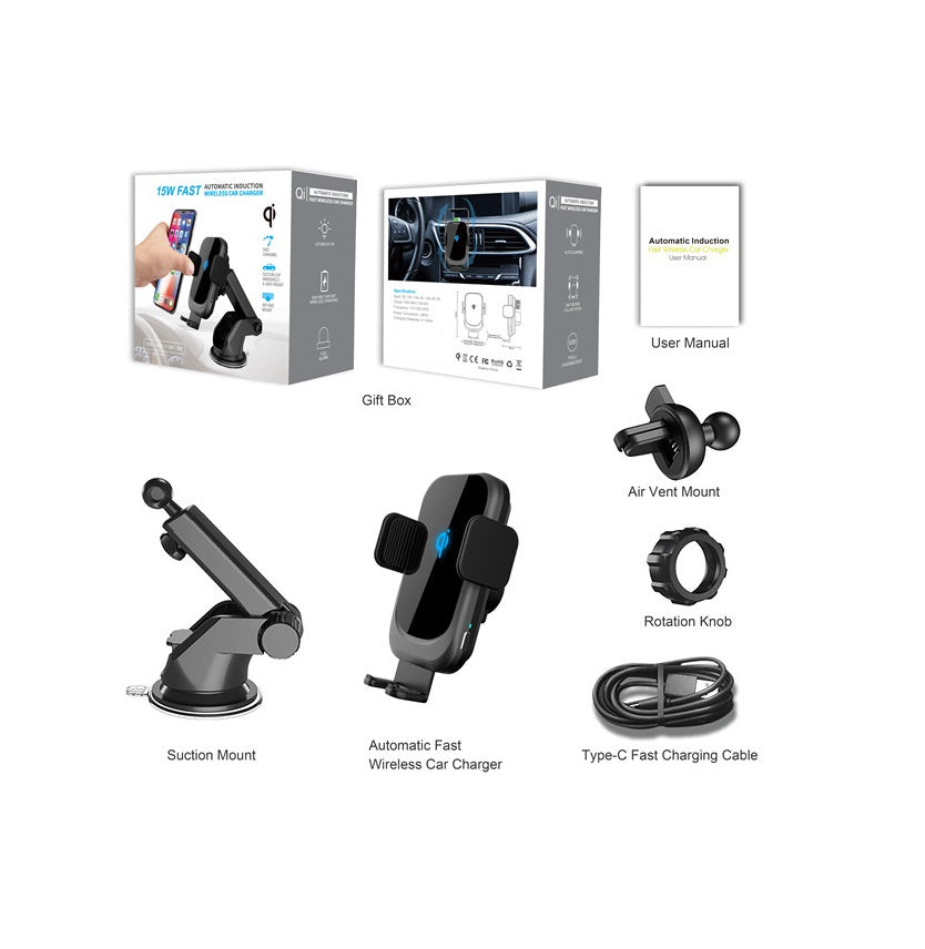 LDS WT-C15F 15W Wireless Phone Charger and Mount with Motorized Grip