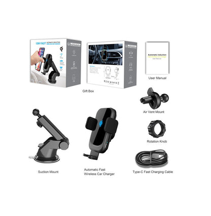 LDS WT-C15F 15W Wireless Phone Charger and Mount with Motorized Grip