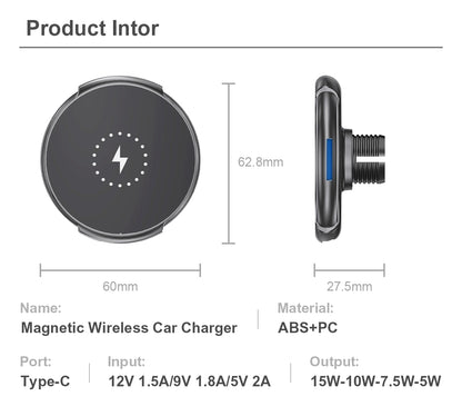LDS 15W Magsafe Wireless Phone Car Charger and Air Vent Mount