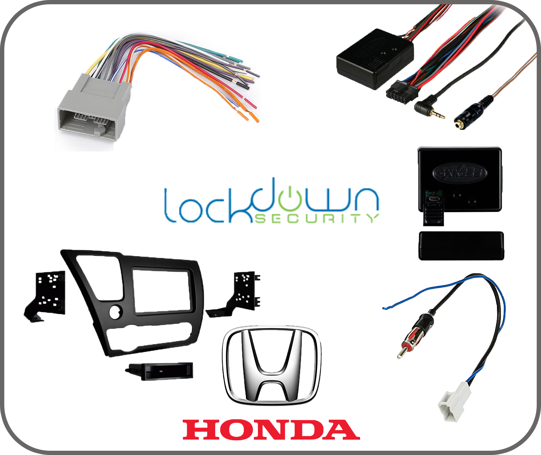 WITH SWC ⭕ Honda Civic 2013-2015 Radio Replacement Parts Bundle ⭕ Includes Metra 99-7882B Mount Kit, Metra 70-1729 Wire Harness, Metra 40-HD11 Antenna Adapter, Axxess AXSWC Steering Wheel Control Interface