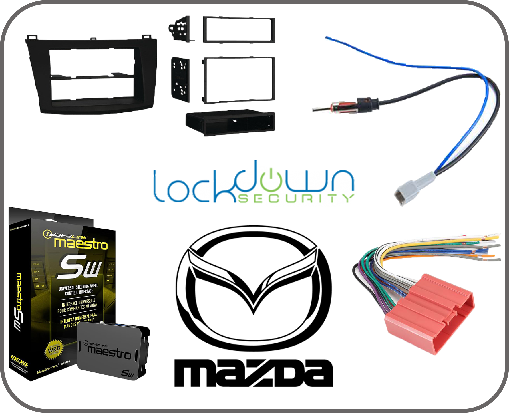 Mazda 3 2010-2013 Radio Replacement Parts Bundle ⭕ Includes Metra 99-7514B, Metra 70-7903, Metra 40-HD10, iDatalink Maestro ADS-MSW