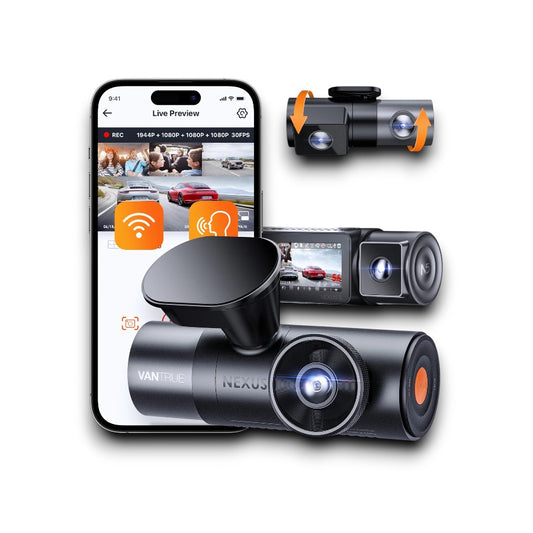 Vantrue N5S Dash Camera, 2K+1080p(x2)+2K @ 30fps, WiFi, LCD Screen, GPS, Cloud