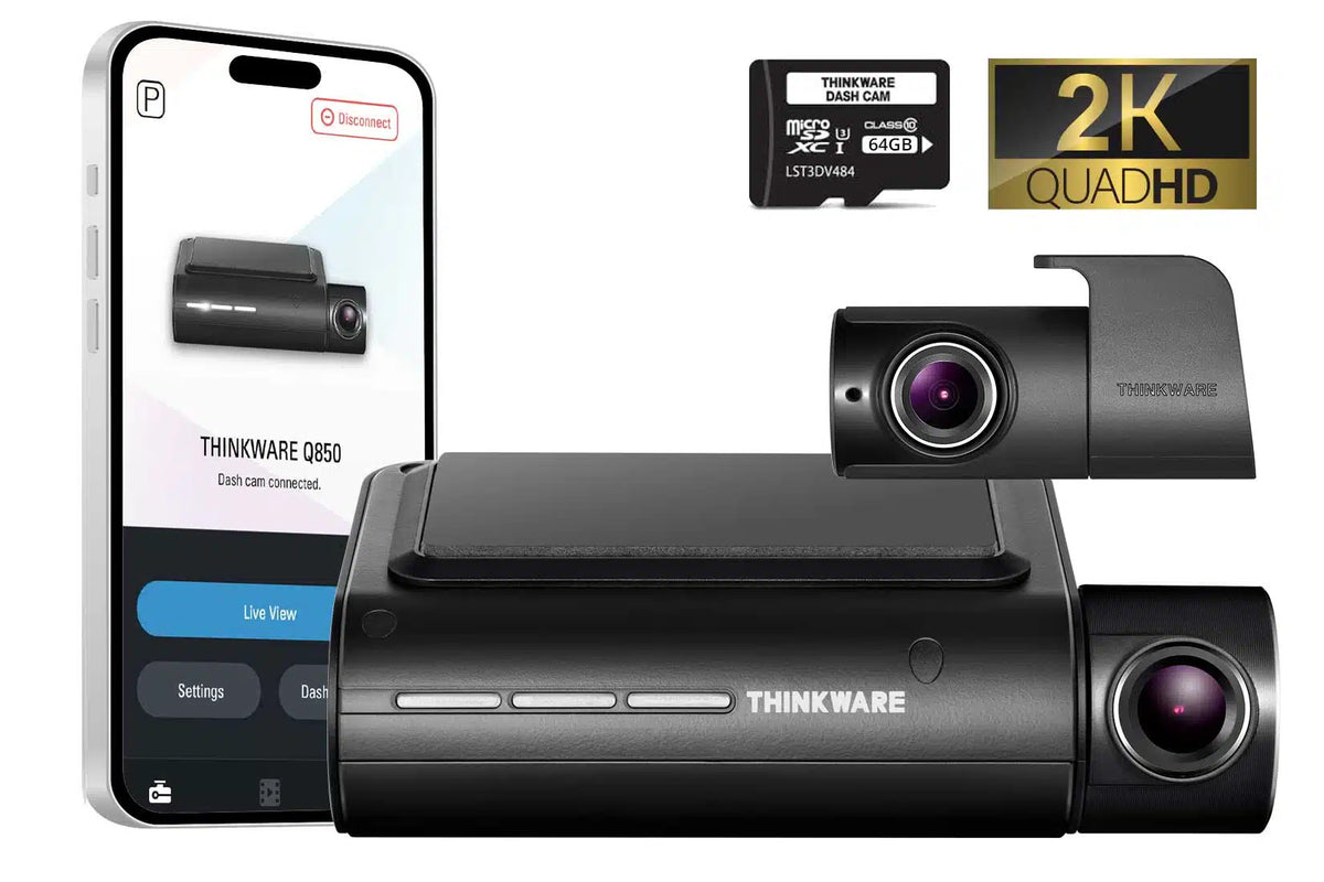 Thinkware Q850DH64 Dash Camera, 2K+1080P @ 30fps, 64GB, WiFi, GPS