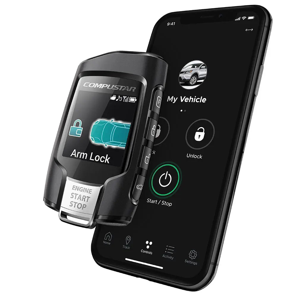 Compustar RFX-2WQ9-FM Key Fob Kit, 2-Way LCD + Smartphone Control, 3000 Feet Range