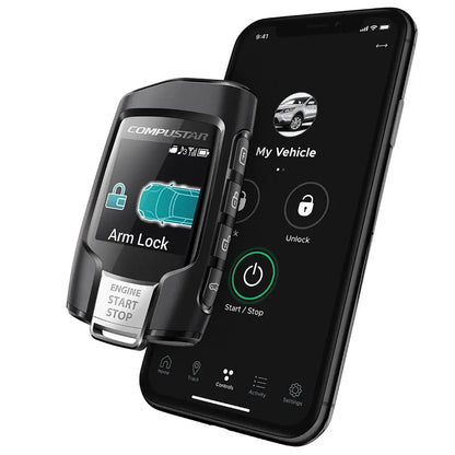 Compustar RFX-2WQ9-FM Key Fob Kit, 2-Way LCD + Smartphone Control, 3000 Feet Range