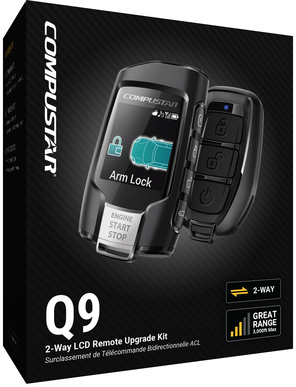 Compustar RF-2WQ9-FM Key Fob Kit, 2-Way LCD, 3000 Foot Range