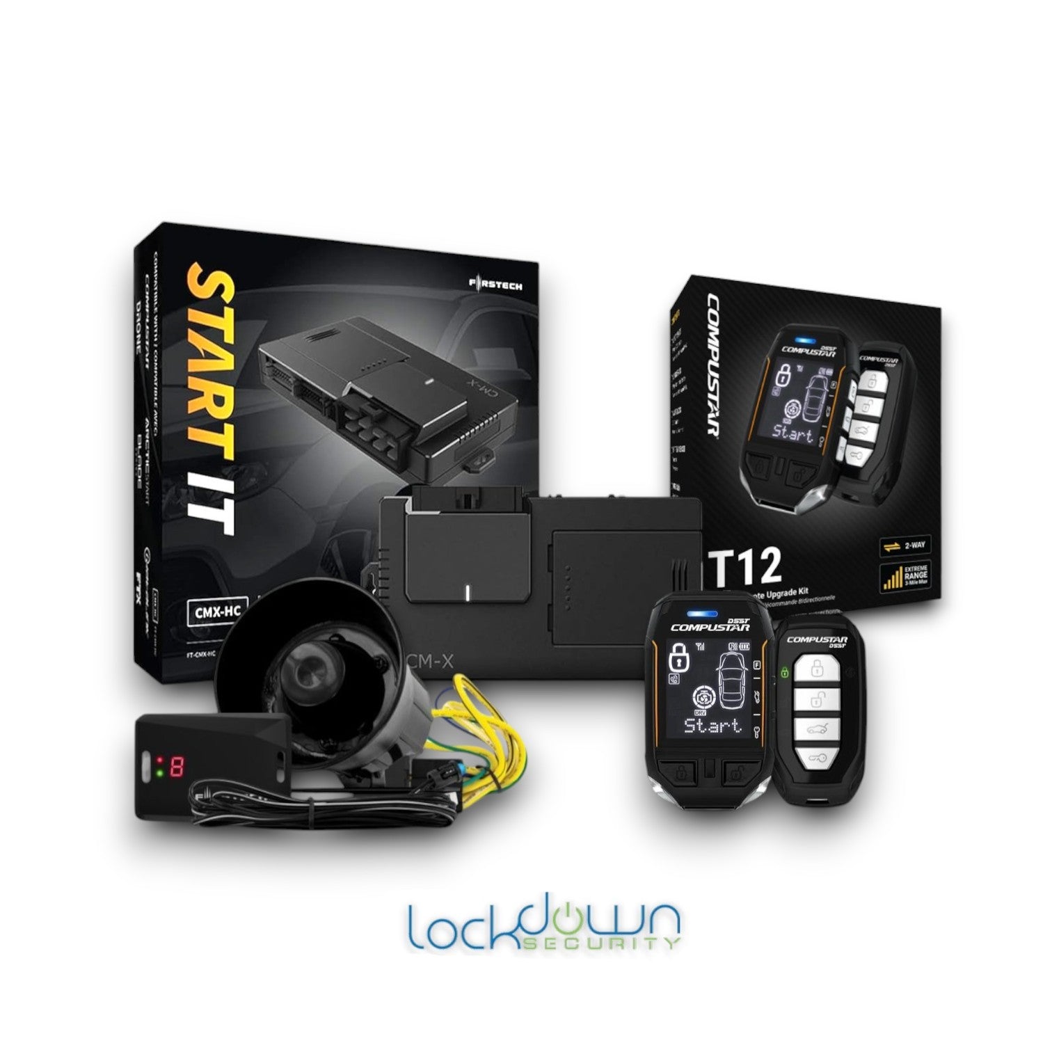 Compustar T12-CMX-AS Car Alarm with Remote Starter, 2-Way LCD + 2-Way LED, 15000 Foot Range