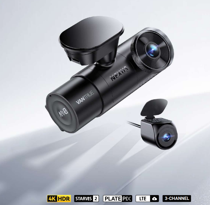 Vantrue N4 Pro S  Dash Camera 4K+1080p+2K @ 30fps, WiFi, LCD Screen, GPS, Cloud