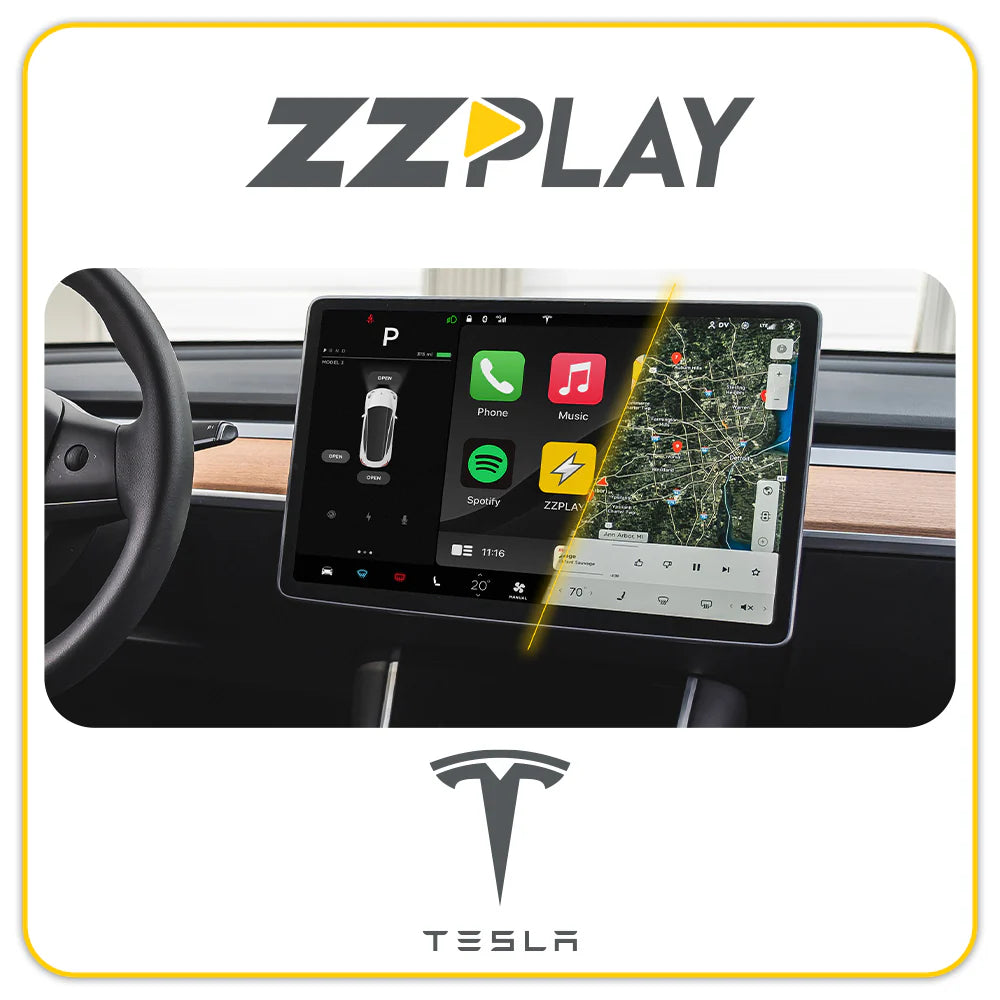 ZZ-2 ZZTSL Wireless CarPlay and Android Auto Interface for Tesla ⭕ Simple Plug and Play Install via Front USB Port