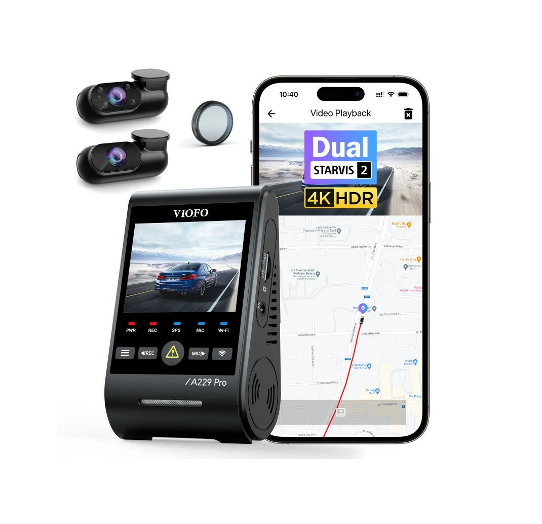 Viofo A229 PRO 3CH Dash Camera, 4K+1080p+2K @ 30fps, WiFi, GPS