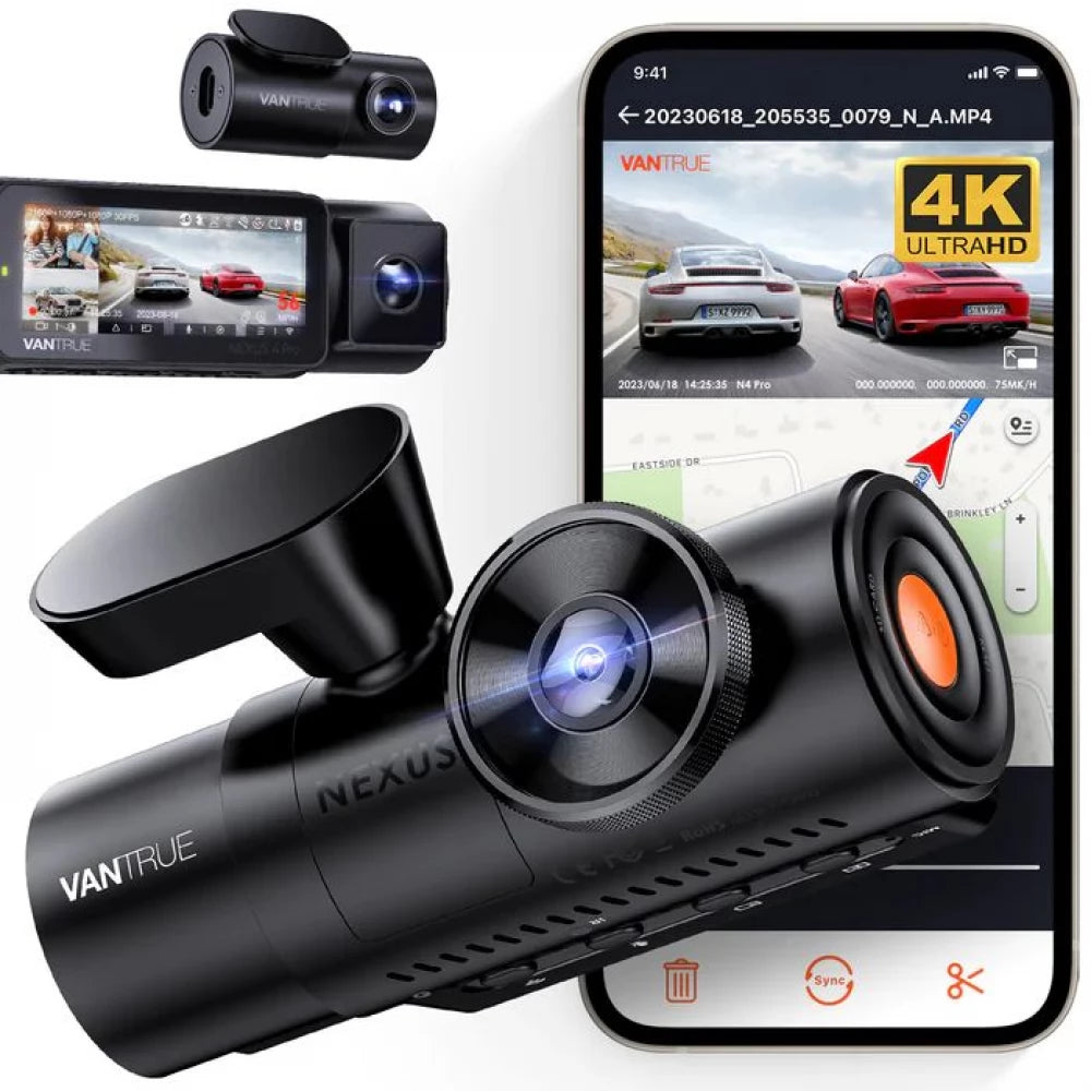 Vantrue N4 Pro S  Dash Camera 4K+1080p+2K @ 30fps, WiFi, LCD Screen, GPS, Cloud