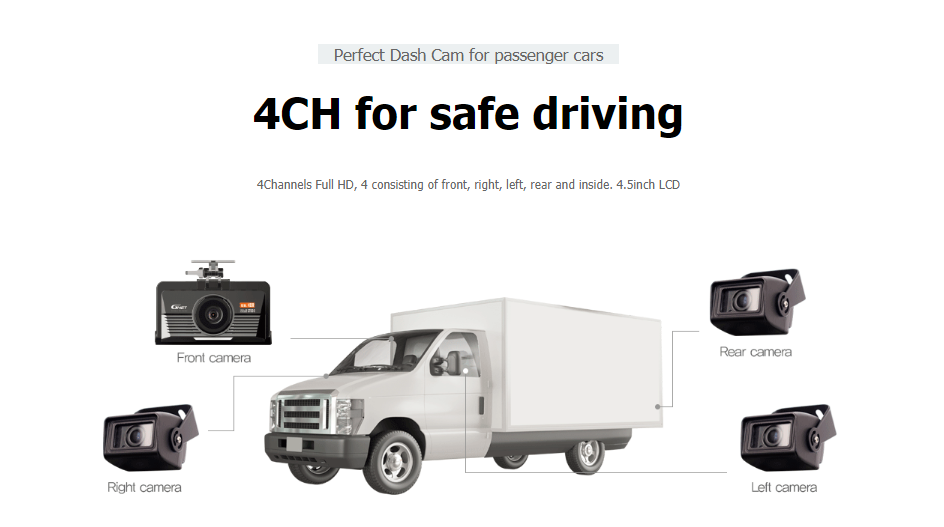 GNET GT900 3CH | 4CH Channel Dash Camera | 1080p | Wifi + GPS + LCD Screen - Lockdown Security