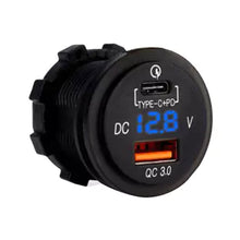 Accele USBR-QC USB + USB-C Port with Voltage Meter | Works with Apple CarPlay & Android Auto - Lockdown Security